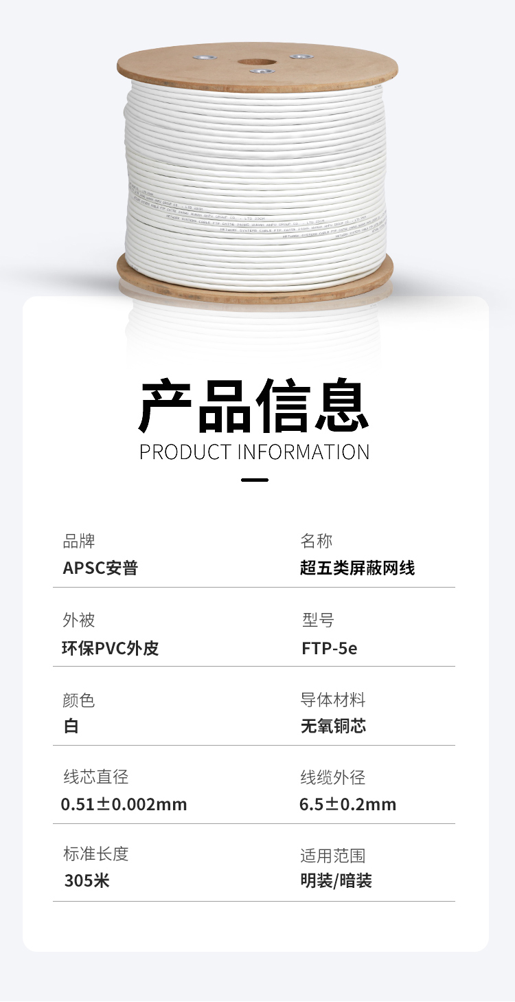 安普超五类屏蔽网线
