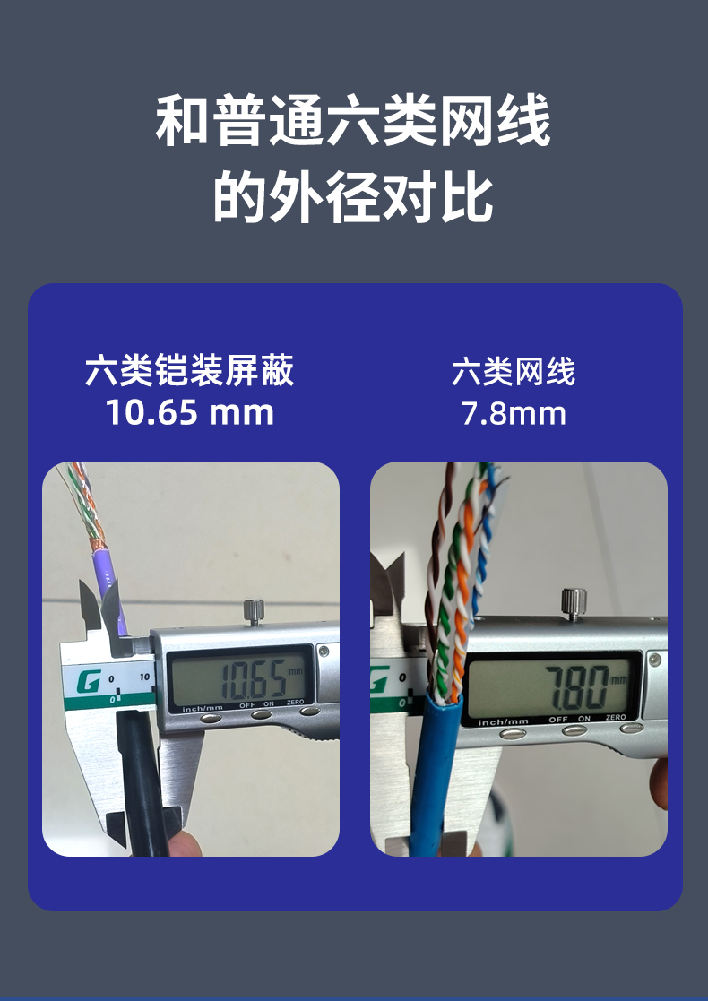 安普室外六类铠甲屏蔽网线防老鼠咬可地埋铠装防水防晒户外网络线