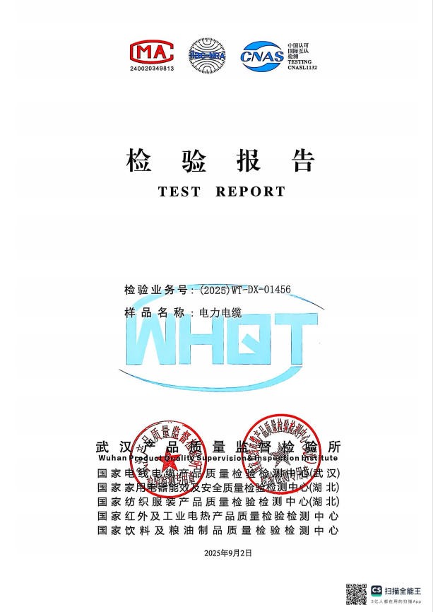 	 电力电缆检验报告